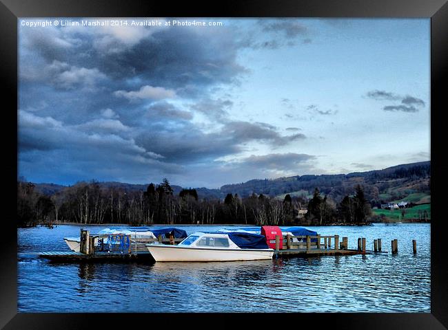 Clouds over Coniston Water. Framed Print by Lilian Marshall