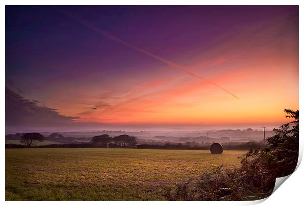 Misty Cornish Sunrise Print by Christine Smart