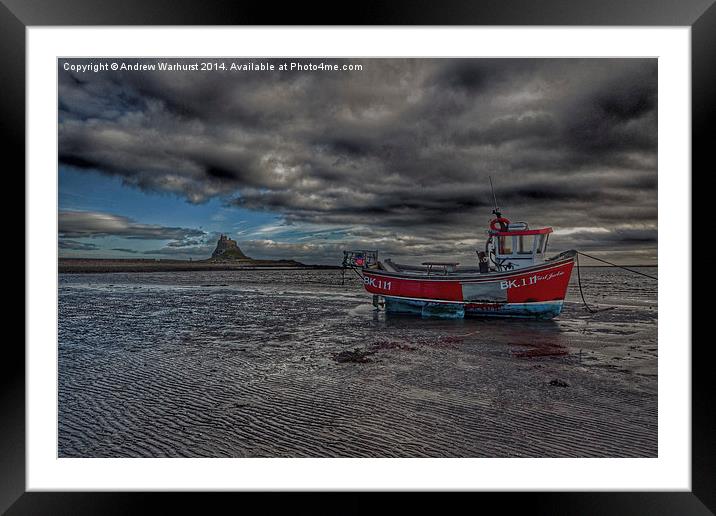 Lindisfarne Island and Castle Framed Mounted Print by Andrew Warhurst