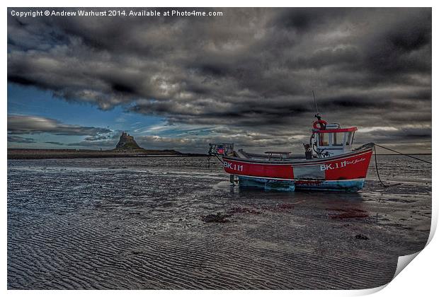 Lindisfarne Island and Castle Print by Andrew Warhurst