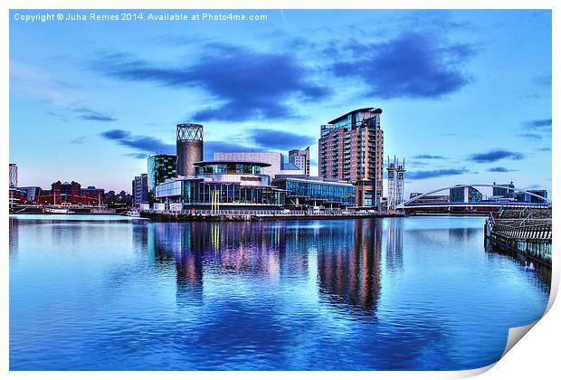 Cityscape in Salford Quays Print by Juha Remes