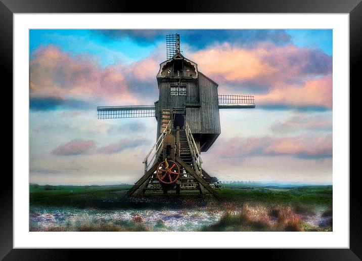 Windmill Watercolour Framed Mounted Print by Jason Green