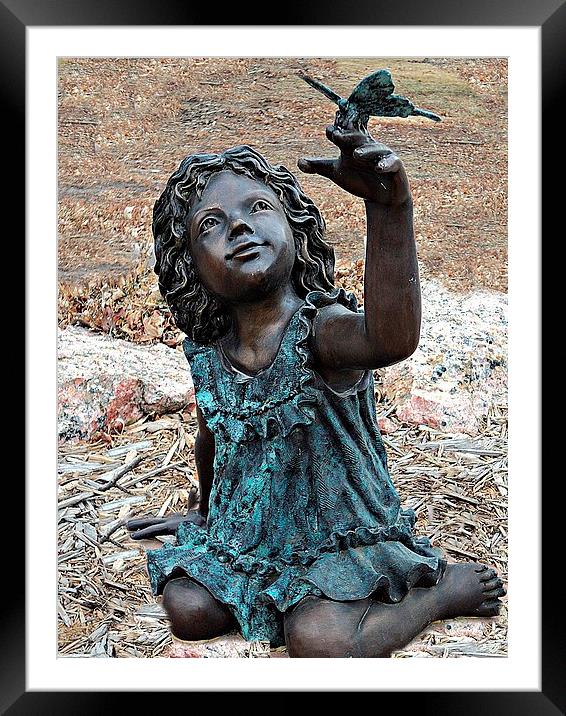 Little Girl and the Butterfly Framed Mounted Print by Pics by Jody Adams