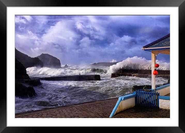 Mullion cove storm Framed Mounted Print by Andrew Driver