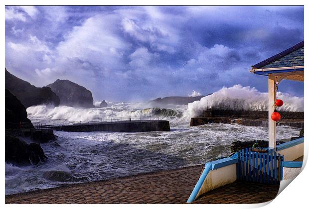 Mullion cove storm Print by Andrew Driver