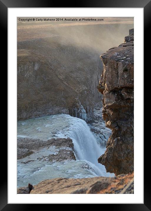 Gullfoss: icelandic waterfall Framed Mounted Print by Carly Mahone