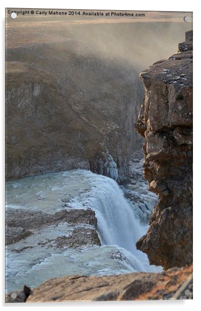 Gullfoss: icelandic waterfall Acrylic by Carly Mahone