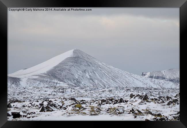 snow covered icelandic mountains Framed Print by Carly Mahone