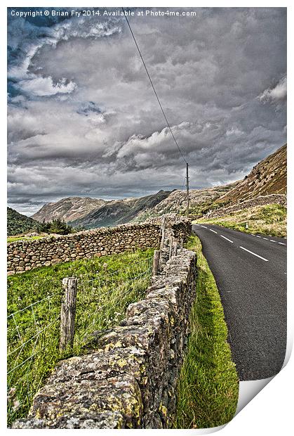 Cumbrian mountain road Print by Brian Fry