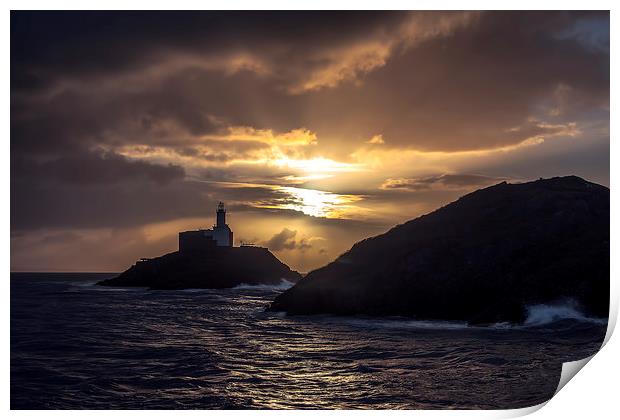 Mumbles Lighthouse at Sunrise. Print by Becky Dix