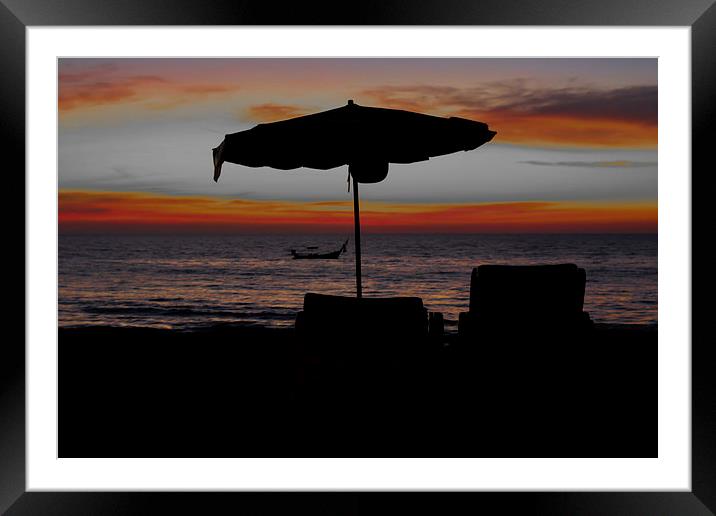 After sunset silhouette Framed Mounted Print by colin chalkley