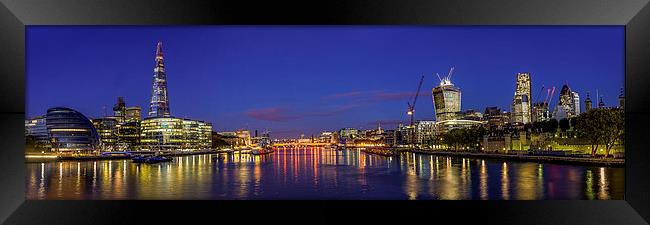Thames Panorama Night Framed Print by Olavs Silis
