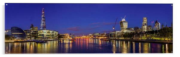 Thames Panorama Night Acrylic by Olavs Silis