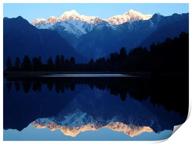 Mount Cook Reflected Print by Liz Marshall