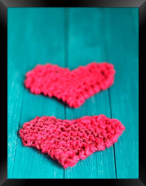Knit my Hearts Framed Print by Emma Manners