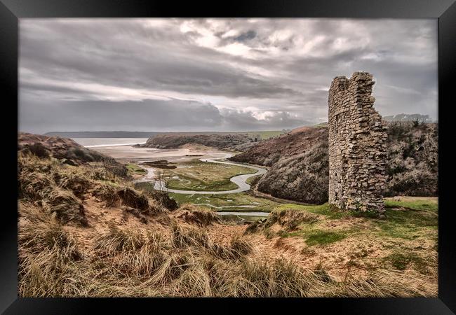 Pennard Castle, Gower Peninsular. Framed Print by Becky Dix