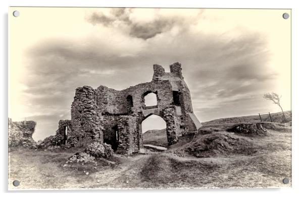 Pennard Castle, Gower Peninsular. Acrylic by Becky Dix