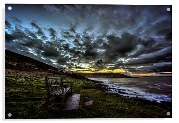 Croyde Bay daybreak. Acrylic by Dave Wilkinson North Devon Ph