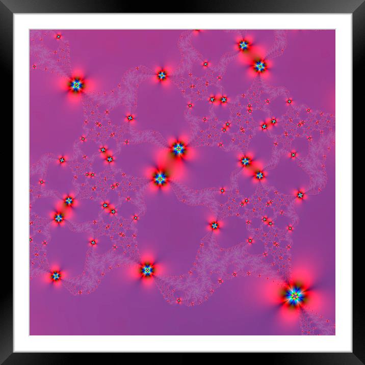 Flower Galaxy in Red on Violet Framed Mounted Print by Colin Forrest