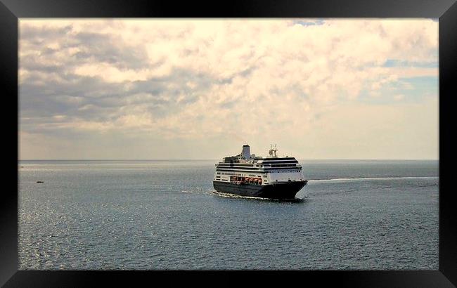Cruise Ship , Ocean and Clouds Framed Print by Bill Lighterness