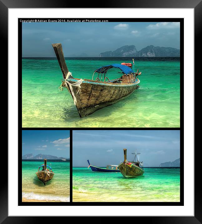 Longtail Boats Thailand  Framed Mounted Print by Adrian Evans