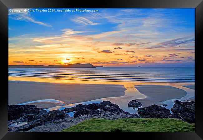 Polzeath Cornwall Sunset Framed Print by Chris Thaxter