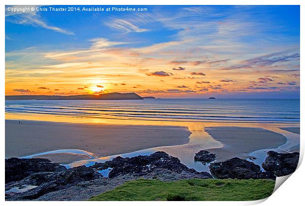 Polzeath Cornwall Sunset Print by Chris Thaxter