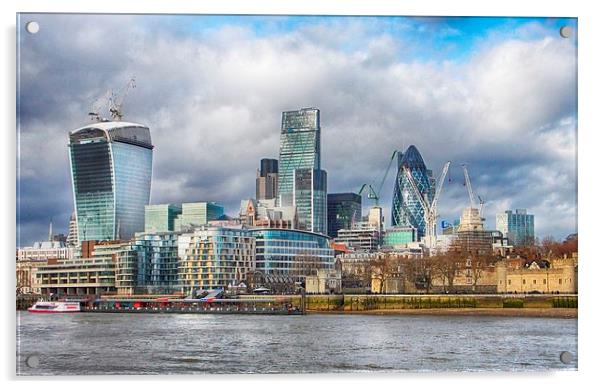 The London skyline cityscape (1) Acrylic by Angela Wallace