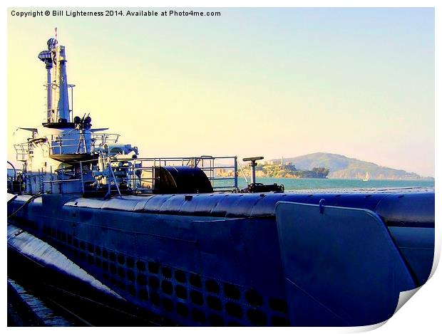 The Submarine and Alcatraz Print by Bill Lighterness