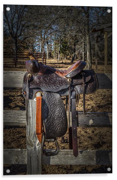 Western Saddle Acrylic by Doug Long