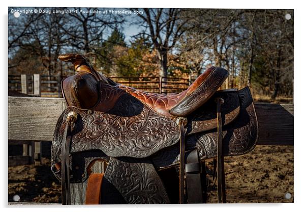 Old Western Saddle Acrylic by Doug Long