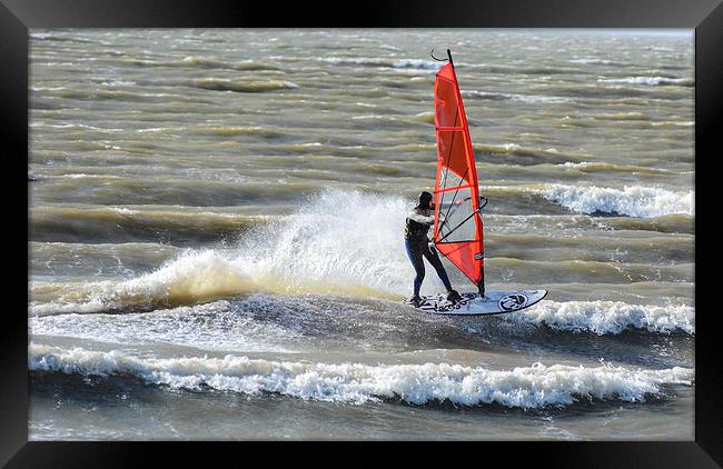 wind surfer Framed Print by nick wastie