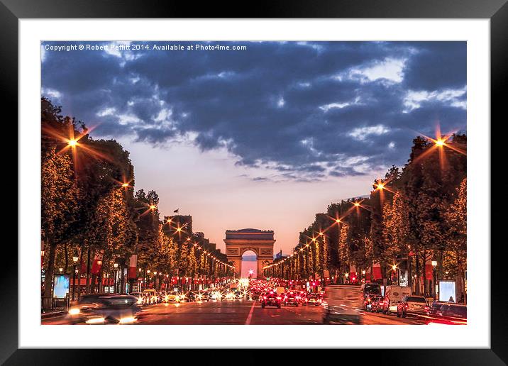 The Champs Elysées at Dusk Framed Mounted Print by Robert Pettitt
