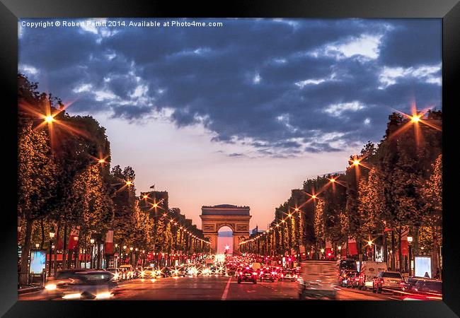 The Champs Elysées at Dusk Framed Print by Robert Pettitt