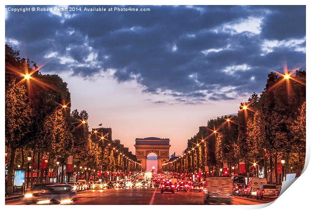 The Champs Elysées at Dusk Print by Robert Pettitt