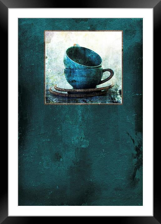 Turquoise Cups Framed Mounted Print by Randi Grace Nilsberg