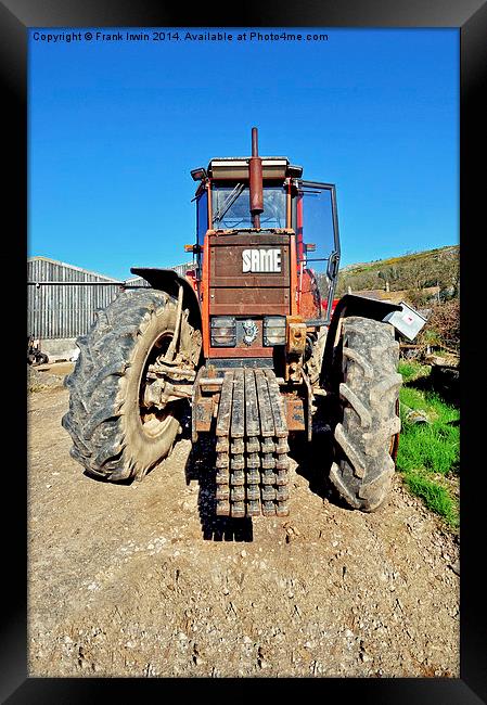 A powerful “SAME” tractor on a farm Framed Print by Frank Irwin