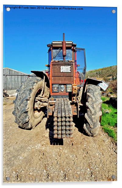 A powerful “SAME” tractor on a farm Acrylic by Frank Irwin