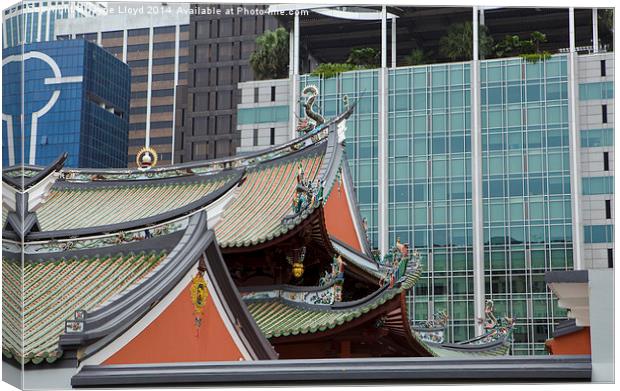 Contrasting architecture, Chinatown Singapore Canvas Print by J Lloyd