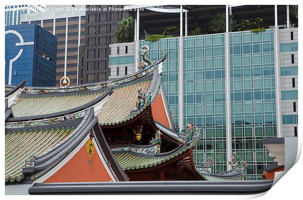 Contrasting architecture, Chinatown Singapore Print by J Lloyd