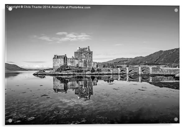Eilean Donan Castle Black and White Acrylic by Chris Thaxter