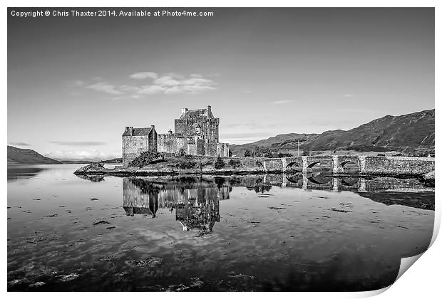 Eilean Donan Castle Black and White Print by Chris Thaxter