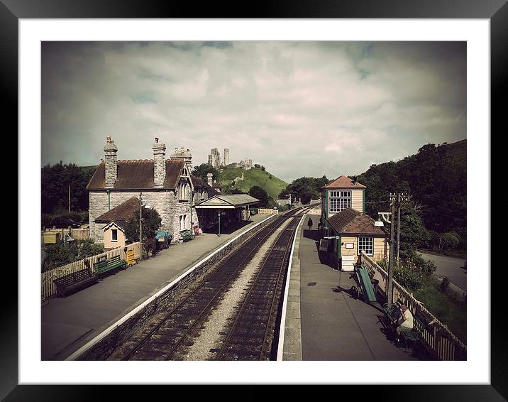Antique Corfe Station Framed Mounted Print by Linsey Williams
