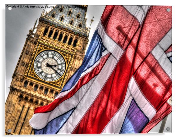 Flag & Big Ben Acrylic by Andy Huntley