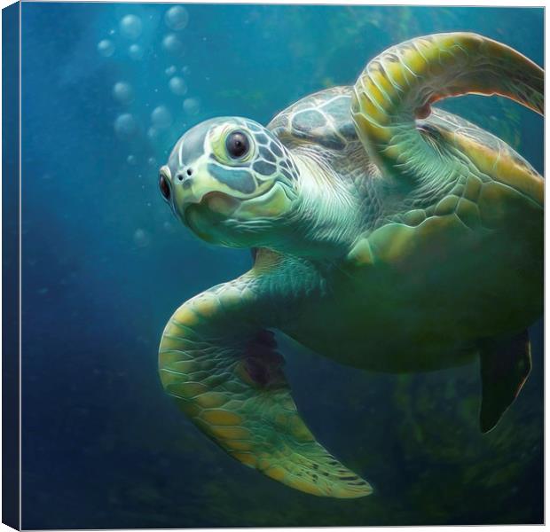bubbles the cute turtle Canvas Print by Silvio Schoisswohl