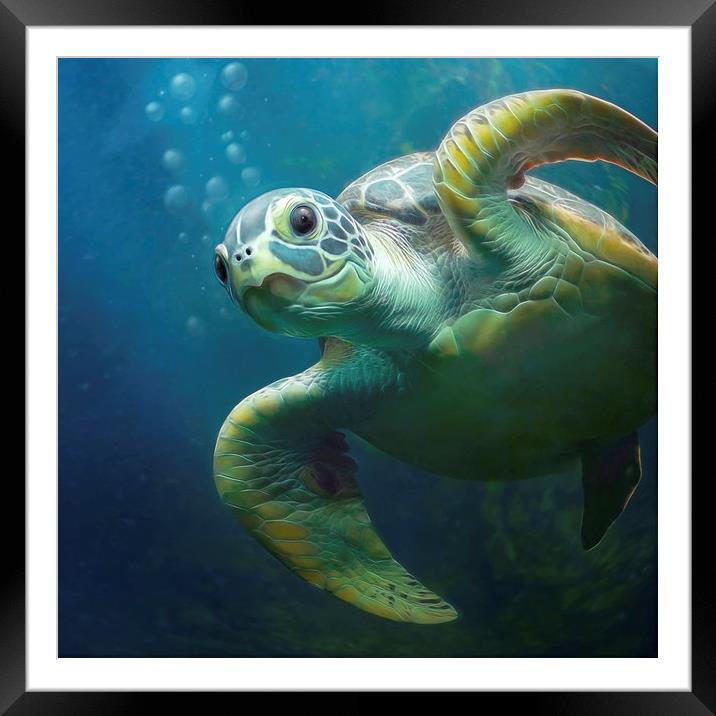 bubbles the cute turtle Framed Mounted Print by Silvio Schoisswohl