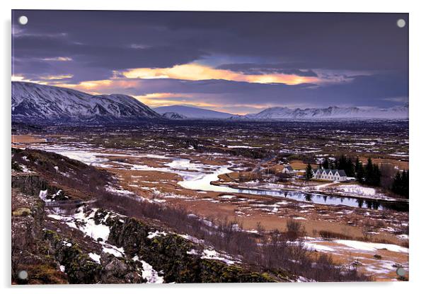 landscape, thingvellir,  national, park, iceland,  Acrylic by Rob Hawkins