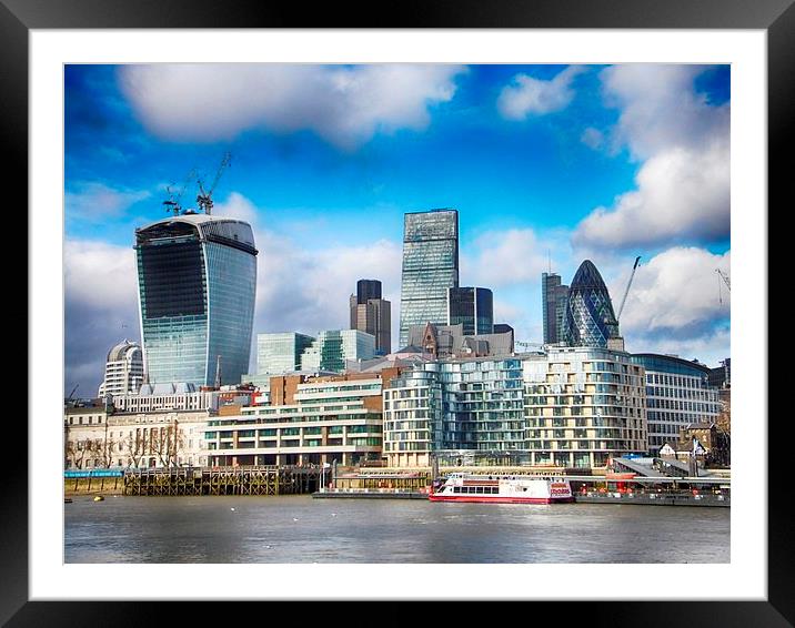 London Cityscape Framed Mounted Print by Angela Wallace