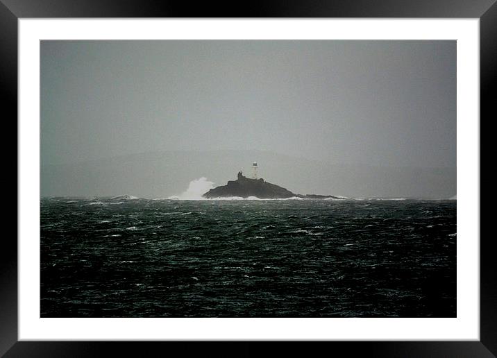 Storm at Godrevy Lighthouse Framed Mounted Print by Kelvin Brownsword