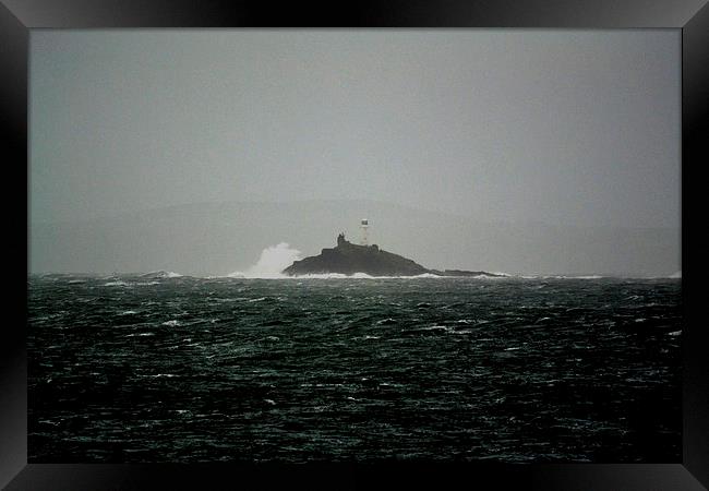 Storm at Godrevy Lighthouse Framed Print by Kelvin Brownsword